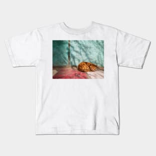 Cat orange sleep (naps) Kids T-Shirt